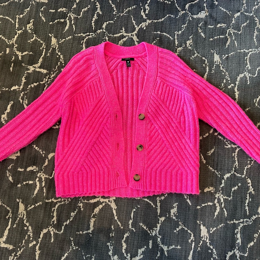 AQUA Hot Pink Cardigan Button Down Front